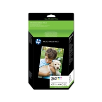 HP 363 Ink Cartridge Pack of 6 with 150 Sheets of Advanced Photo Paper 30ml Q7966EE,  Multi