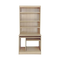 R White Computer Desk Work Station with Overshelving,  Beech