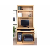 R White Computer Desk Work Station with Overshelving,  Classic Oak