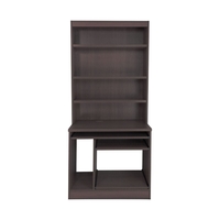 R White Computer Desk Work Station with Overshelving,  Walnut