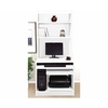 R White Computer Desk Work Station with Overshelving,  White