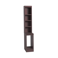R White Computer Tower Storage with Overshelving,  Walnut
