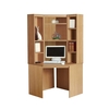 R White Corner Desk with Overshelving 3 Fixed Shelves,  Beech