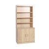 R White Desk Height Cupboard 85cm with Overshelving,  Beech Wood Grain