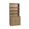 R White Desk Height Cupboard 85cm with Overshelving,  English Oak Wood Grain