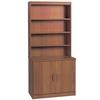R White Desk Height Cupboard 85cm with Overshelving,  Teak Wood Grain