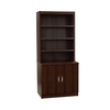 R White Desk Height Cupboard 85cm with Overshelving,  Walnut Wood Grain