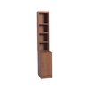 R White Desk Height Narrow Cupboard 30cm with Overshelving,  Teak Wood Grain