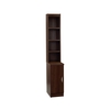 R White Desk Height Narrow Cupboard 30cm with Overshelving,  Walnut Wood Grain