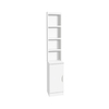 R White Desk Height Narrow Cupboard 30cm with Overshelving,  White Satin