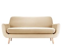 2 Seater Sofa,  Beige - Removable Cushion Cover - Fabric Settee - Jonah,  Beige