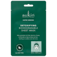 Sukin Super Greens Detoxifying Sheet Mask Sachet 200ml (Pack of 8)
