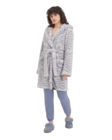 UGG Aarti Dressing Gown for Women in Cloudy Grey Zebra,  Size Small,  Polyester