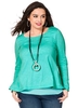 Plus Size Layered Long Sleeve Top in Mint size 26/28