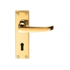 Classical Victorian Ascot Polished Brass Lever on Short Backplate Door Handle (Lever Latch)