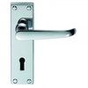 Classical Victorian Ascot Polished Chrome Lever on Backplate Door Handle (Bathroom Lock)