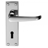 Classical Victorian Ascot Satin Chrome Lever on Short Backplate Door Handle (Lever Latch)
