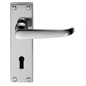 Classical Victorian Ascot Satin Chrome Lever on Short Backplate Door Handle (Privacy)