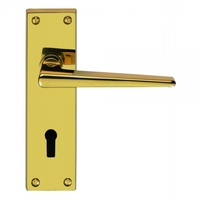 Classical Victorian Contemporary Polished Brass Lever on Backplate Door Handle - Euro 47.5c/c