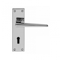 Classical Victorian Contemporary Polished Chrome Lever on Backplate Door Handle - Bathroom Lock