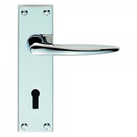 Classical Victorian M Series Polished Chrome Lever on Backplate Door Handle - Lever Lock