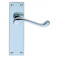 Classical Victorian Scroll Polished Chrome Lever on Backplate Door Handle - Bathroom Lock