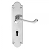Classical Victorian Shaped Scroll Polished Chrome Lever on Backplate Door Handle - Lever Latch