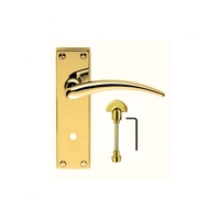 Classical Wing Long Lever On Backplate Door Handle - Polished Brass Bathroom Lock