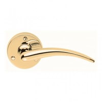 Classical Wing Polished Brass Lever on Round Rose Door Handle
