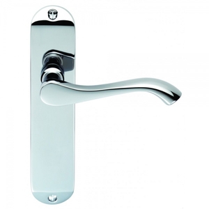 Designer Andros Polished Chrome Lever on Short Backplate Door Handle (Lever Latch)