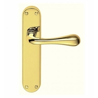 Designer Astro Polished Brass Lever on Backplate Door Handle (Lever Latch)