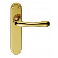 Designer Ibra Polished Brass Lever on Backplate Door Handle (Lever Lock)
