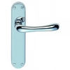 Designer Ibra Satin Chrome Lever on Backplate Door Handle (Bathroom Lock)