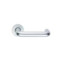 Designer Safety Lever Satin Chrome Lever on Round Rose Door Handle