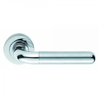 Designer Shore Lever on Round Rose Door Handle - Satin Chrome