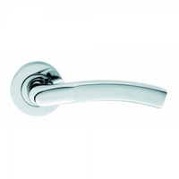 Designer Titan Lever on Round Rose Door Handle - Satin Chrome