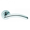 Designer Troy Lever on Round Rose Door Handle - Polished Brass/Satin Brass