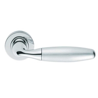 Designer Venice Polished Chrome / Satin Chrome Lever on Round Rose Door Handle
