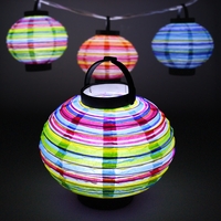 18cm LED Striped Paper Lantern
