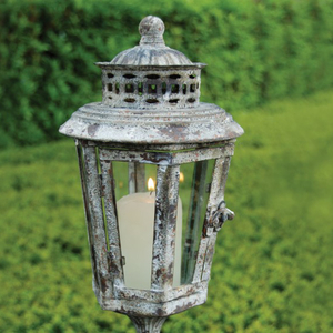 Aged Metal Lantern on Pole