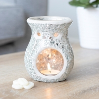 Flared Silver Crackle Oil Burner