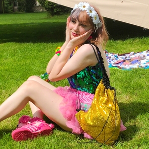 Gold Sequin Drawstring Backpack