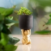 Golden Rabbit Pedestal Planter