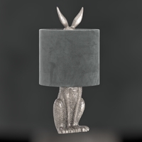 Hare Table Lamp in Silver with Grey Velvet Shade