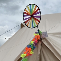 Rainbow Fabric Windmill Wheel Stake