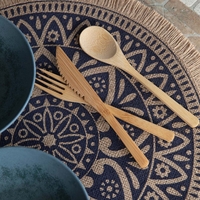 Set of 4 Natural Jute Placemats with Mandala Design