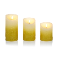 Set of Three Ombre Flickabright Gold Candles