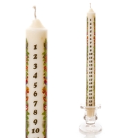 Taper Dinner Advent Candle & Glass Candlestick - Festive Decorations