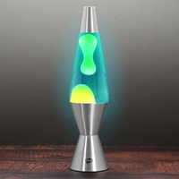 VINTAGE Blob Lamp - Metal Lava Lamp 14.5" - Yellow/Blue