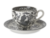 Burleigh Black Regal Peacock Teacup & Saucer